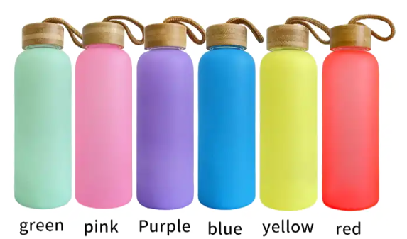 Glass Water Bottle with Bamboo Lid