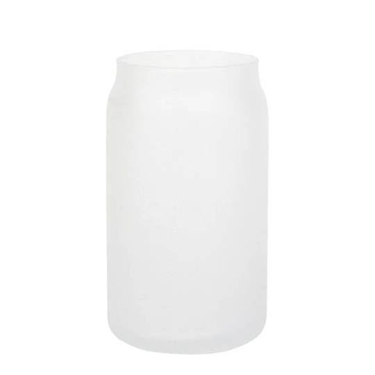 16oz Frosted Glass Can with Bamboo Lid