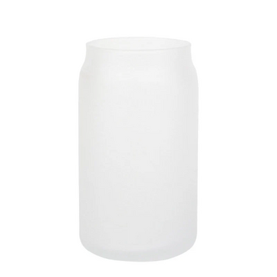 Customizable 16oz Frosted Glass Can with Bamboo Lid