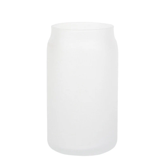 Customizable 16oz Frosted Glass Can with Bamboo Lid