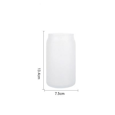 Customizable 16oz Frosted Glass Can with Bamboo Lid