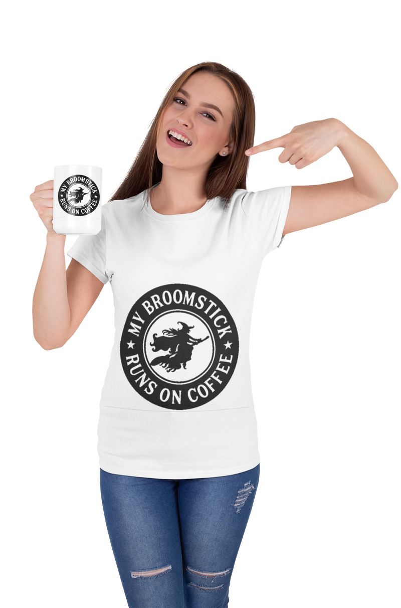 My Broomstick Runs on Coffee T-shirt - M.S.A. Custom Creations